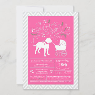 Bull Mastiff Dog Baby shower Pink Girl Kaart