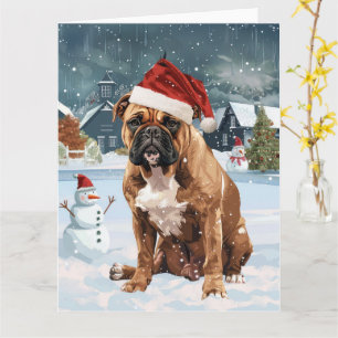 Bull Mastiff Dog Winter Wonderland Kerstvreugde Kaart