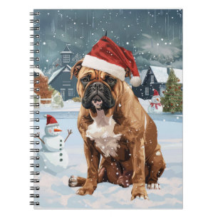 Bull Mastiff Dog Winter Wonderland Kerstvreugde Notitieboek