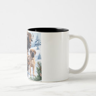 Bull, Mastiff, Hond in de buitenlucht Tweekleurige Koffiemok