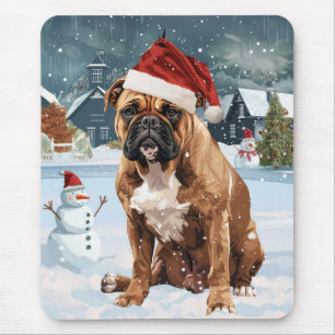 Bull Mastiff Hond Winter Wonderland Kerstvreugde Muismat