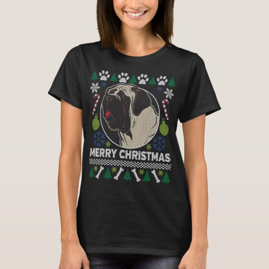 Bull Mastiff Hondenras Ugly kerstSweater T-shirt (Voorkant)