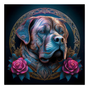 Bull Mastiff kijkt door een tijdsportaal Perfect Poster