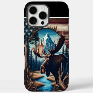 Bull Moose Amerikaans landschap iPhone 16 Pro Max Hoesje