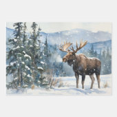 Bull Moose in Winter Snow Nature Inpakpapier Vel (Voorkant 2)