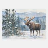 Bull Moose in Winter Snow Nature Inpakpapier Vel (Voorkant)