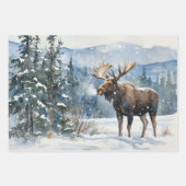 Bull Moose in Winter Snow Nature Inpakpapier Vel (Voorkant 3)