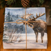 Bull Moose in Winter Snow Nature Inpakpapier Vel