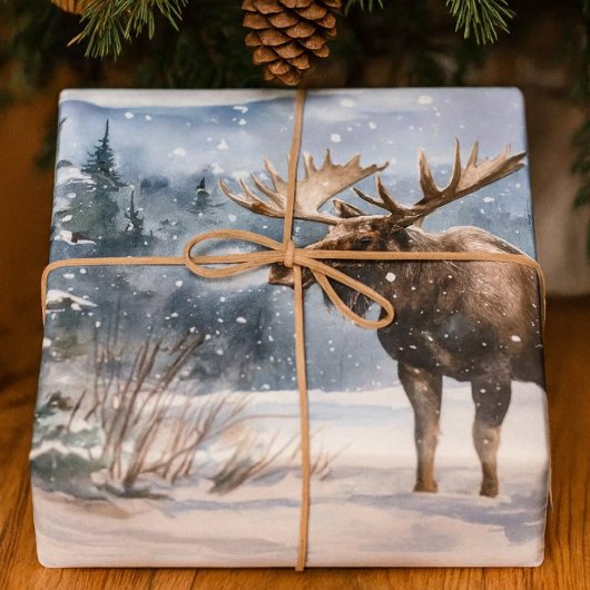 Bull Moose in Winter Snow Nature Inpakpapier Vel
