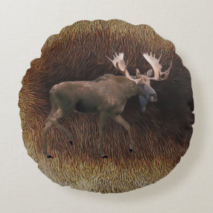Bull Moose On Cariou Fur Rond Kussen