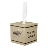 Bull Moose op oud papier Kubus Ornament (Voorkant hoekig)