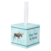 Bull Moose op sneeuw Kubus Ornament (Voorkant hoekig)