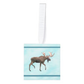 Bull Moose op sneeuw Kubus Ornament (Voorkant)
