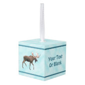 Bull Moose op sneeuw Kubus Ornament (Achter hoekig)