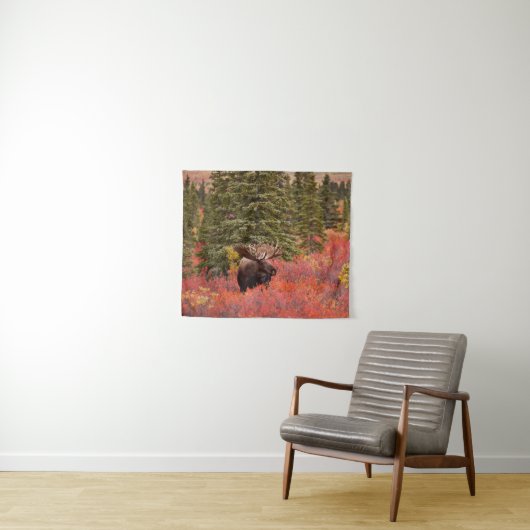 Bull Moose Permanent in Red Dwarf Birch Wandkleed (In Situ (horizontaal))