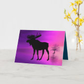 Bull Moose Silhouette Kaart (Gele Bloem)