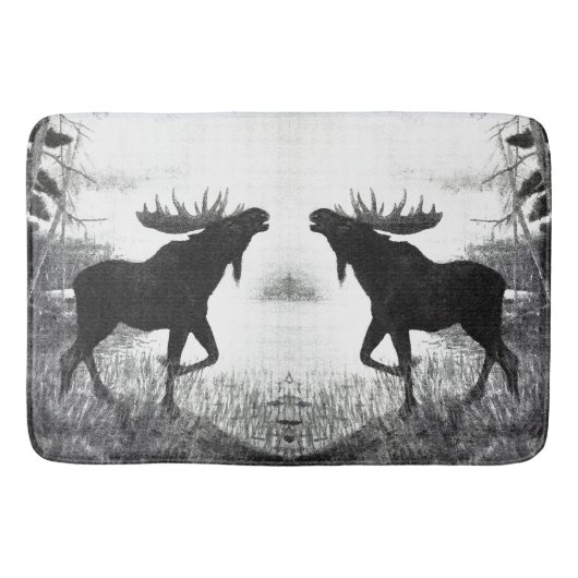 Bull Moose Wildlife Animal Silhouettes Bath Mat (Voorkant)