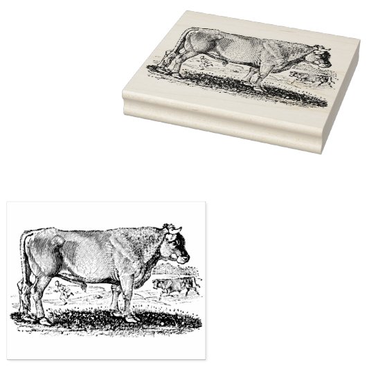  Bull op Boerderij Rubber Art Stamp Rubberstempel (Gestempeld)