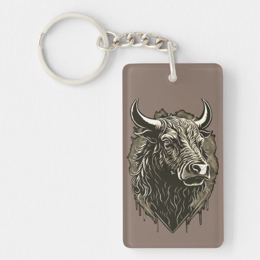 Bull Portrait Briefkaart Sleutelhanger (Voorkant)