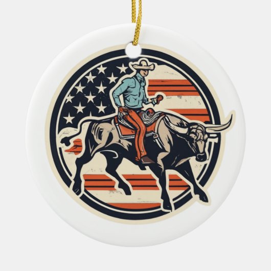 Bull Rider Cowboy Keramisch Ornament (Voorkant)