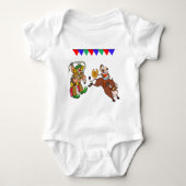 Bull Rider en Rodeo Clown Cartoon Romper (Voorkant)
