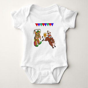 Bull Rider en Rodeo Clown Cartoon Romper
