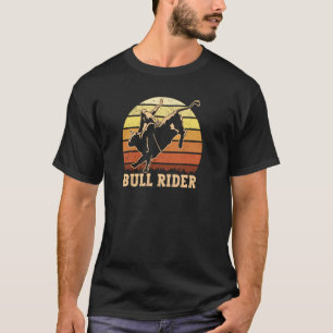 Bull Rider Sunset Retro Bull Riding Rodeo T-shirt