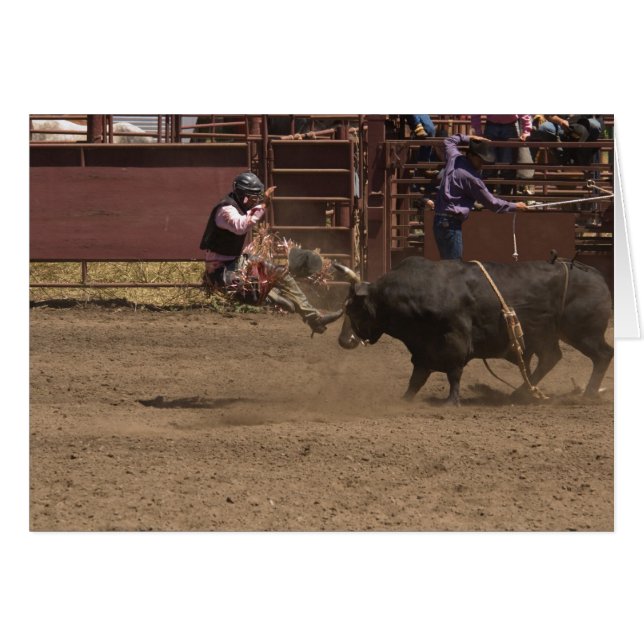 Bull rider wordt in de lucht getild (Voorkant Horizontaal)