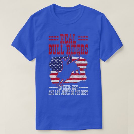 Bull Riding American Flag Rodeo Patriotic Christia T-shirt (Design voorkant)