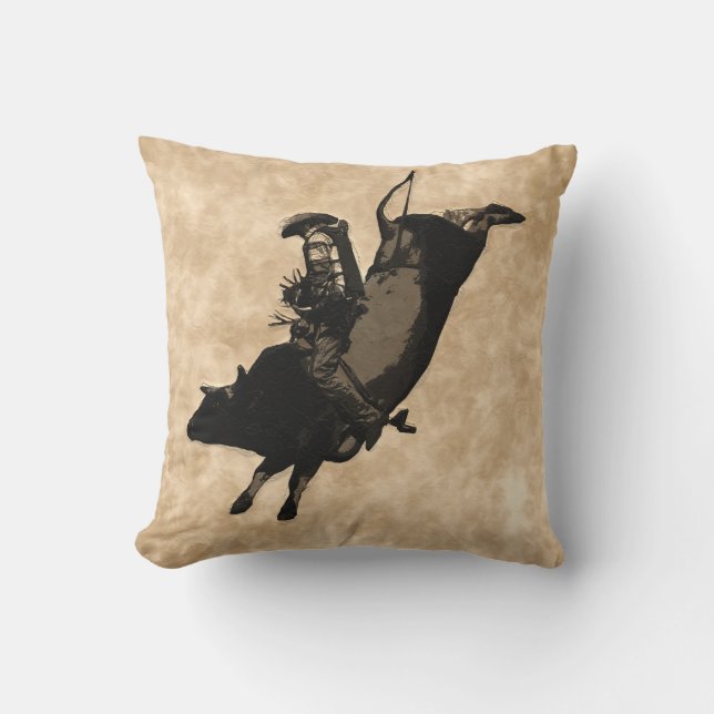 Bull Riding Hero- Rodeo Event Kussen (Voorkant)