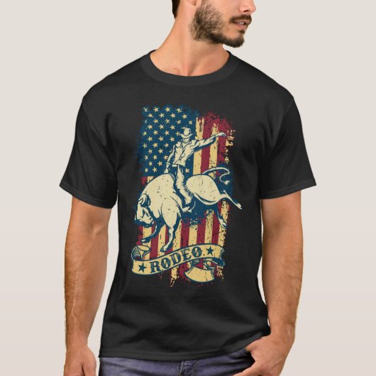 Bull Riding Rodeo Verdrietig USA Bull Ride T-shirt (Voorkant)