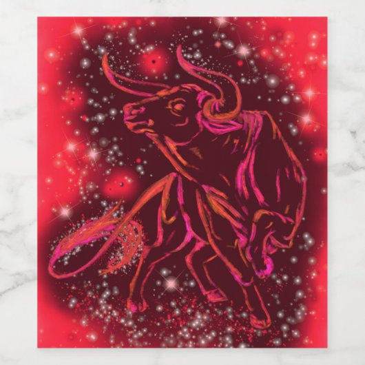 Bull Running Wine Label Red Sterrennacht Wijn Etiket (Enkel label)