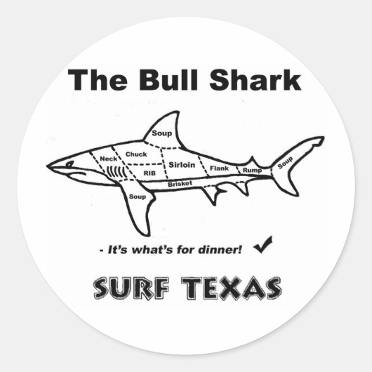 Bull Shark Ronde Sticker (Voorkant)