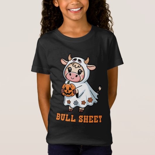 Bull Sheet Funny Koe Ghost Halloween T-shirt (Voorkant)