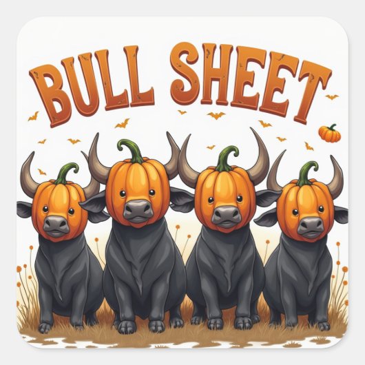BULL SHEET HALLOWEEN DESIGN VIERKANTE STICKER (Voorkant)