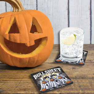 Bull Sheet / Stieren Grappig Halloween Vierkante Kartonnen Onderzetter