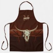 Bull Skull Brown Country Monogram Rustisch Western Schort (Voorkant)