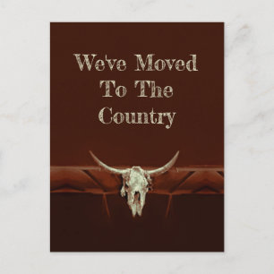 Bull Skull Brown Country Westerne stijl verhuizen Briefkaart