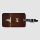 Bull Skull Brown Monogram Western Rustisch Land Bagagelabel (Voorkant (horizontaal))
