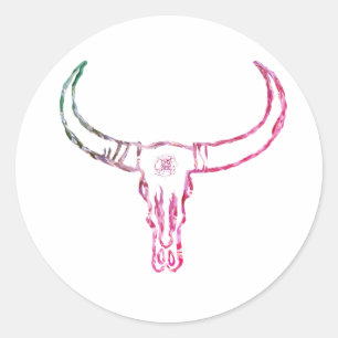 Bull Skull Copper GoldSticker Ronde Sticker