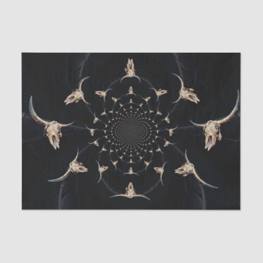 Bull Skull Cowboy Abstract Bruin Land Tissuepapier (Voorkant)