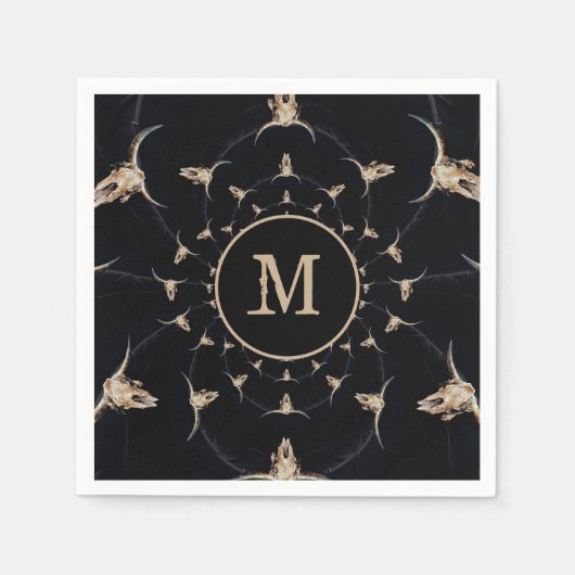 Bull Skull Cowboy Monogram land Servet (Voorkant)