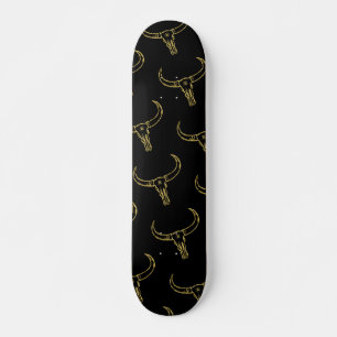 Bull Skull Gold Schaats Skateboard