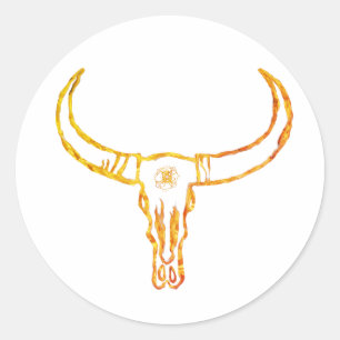 Bull Skull Gold Sticker