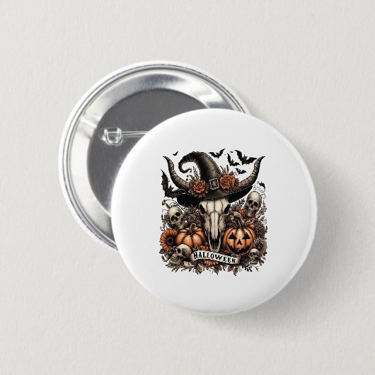 Bull Skull Halloween Koe Ronde Button 5,7 Cm (Voorkant /achterkant)