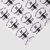 Bull Skull met Black Feathers Silhouette Tissuepapier (Detail)