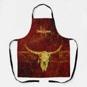 Bull Skull Monogram Western Land Brown Rustic Schort (Voorkant)