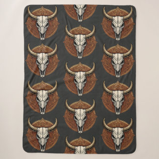 Bull Skull Sherpa Deken