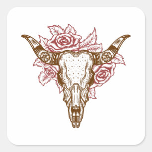 Bull Skull Vierkante Sticker
