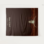 Bull Skull Wedding Western Bruin Rustige achtergro Wandkleed (Voorkant (horizontaal))